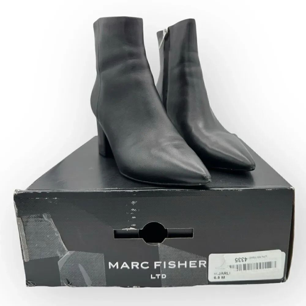 Marc Fisher Womens Jarli Leather Pointy Ankle Bootie Boots Black Size 6.5